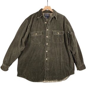 Britches Shirt Jacket Mens XL Brown Flannel Lined Corduroy Shacket Chore